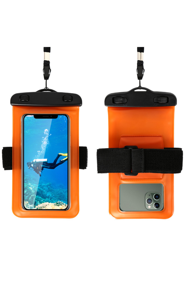 1PCS Orange Arm Belt Mobile Phone Waterproof Pouch For iPhone 17 16 15 14 13 12 11 Pro Max 17Air 16