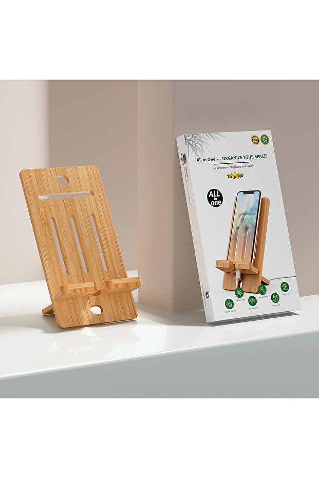 Color-1 Desktop Bamboo Mobile Phone Stand Charging Tablet Stand Base Practical Wooden Lazy Person St