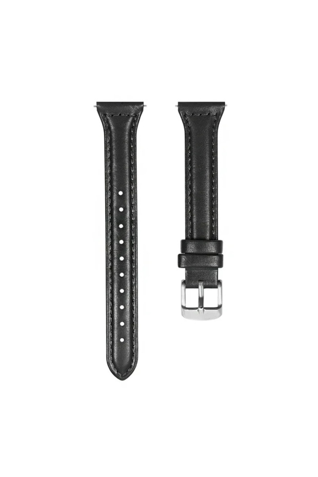 حزام جلدي نحيف أسود كلاسيكي من جالاكسي 4-4 للساعة 7/FE/6/5/5 pro/4 Classic/active 2 20mm 22