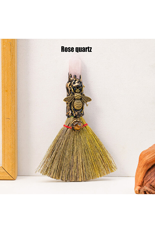 1pc Rose quartz 1pc Natural Crystal Single-Pointed Column Broom Amethyst Magic Broom Purifying Energ