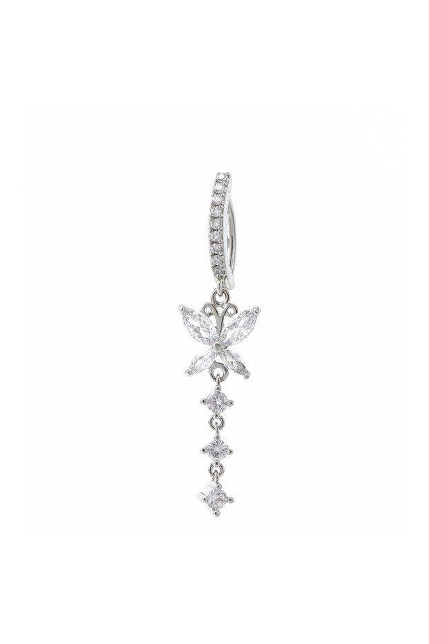 Silver Kuniu 1pc Fashion Personalized Butterfly Pendant Zircon Belly Ring Women Piercing Body Jewelr