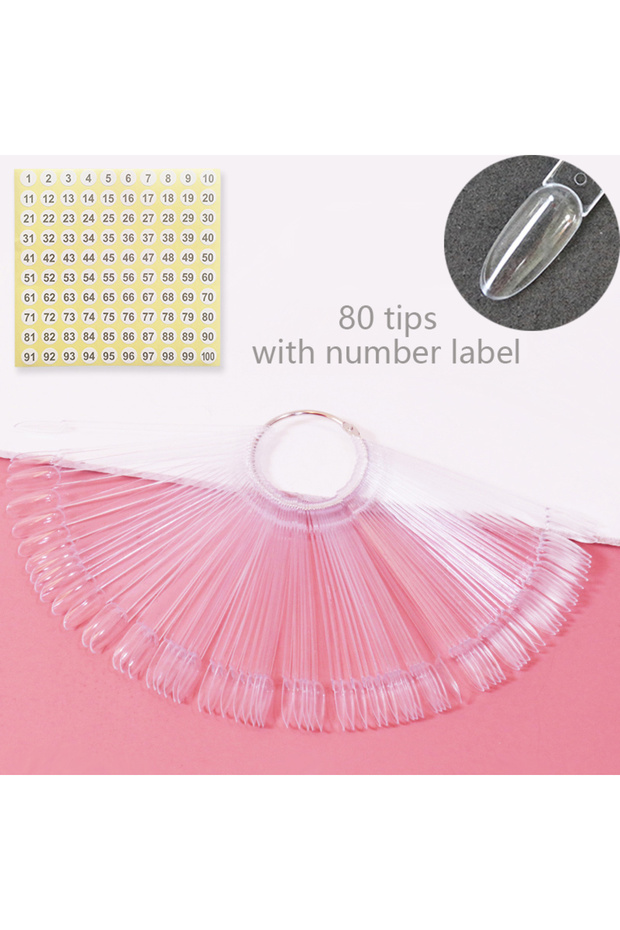 80 clear oval 80/50/20pcs Nail Display Sticks Nail Swatch False Nail Tips Nail Gel Polish Practice C