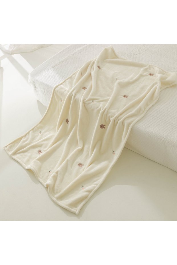 90X125CM Rabbit tulips Fleece Baby Blanket Newborn Autumn Winter Swaddling Blankets Soft Warm Stroll