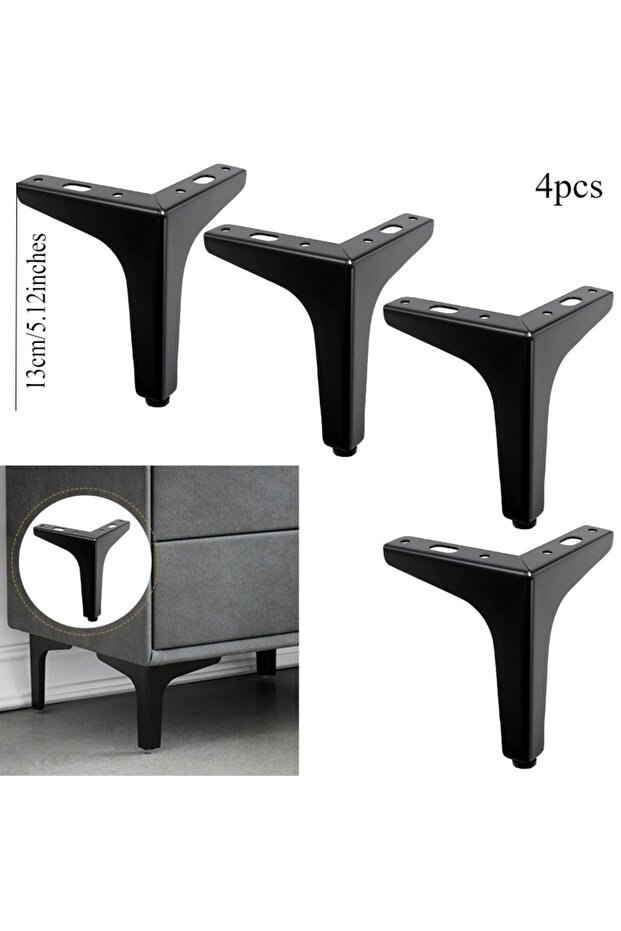 4pcs-13cm Black 4pcs DIY Replacement Sofa Feet Metal Legs for Furniture Modern Triangle Feet Cabinet