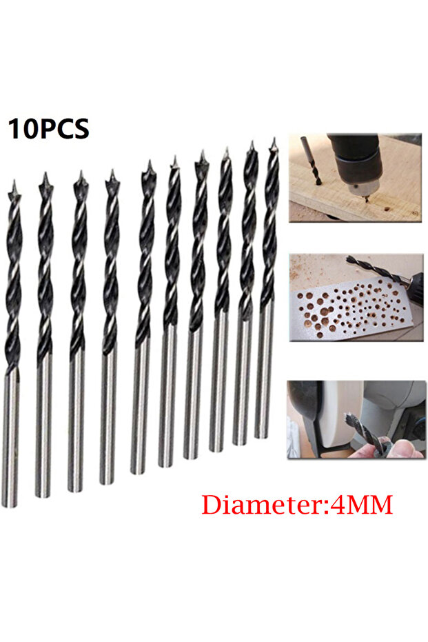 10Pcs Drill Bits Wood Drills With Center Point Wood Cutter Hole Sawcarpentry Tool 4mm Diameter Fo...