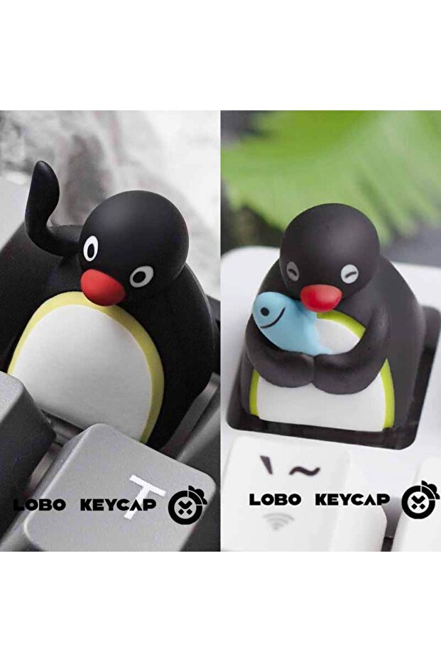 A set of 2 Fun Pingu Series Multiple Expressions Cute Penguin Style Mechanical Keyboard Replace Keyc
