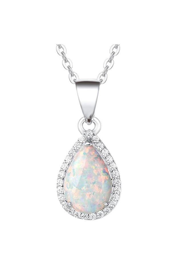 45cm XL1274 Huitan Pear Imitation Opal Pendant Necklace for Women Elegant Wedding Party Female Acces
