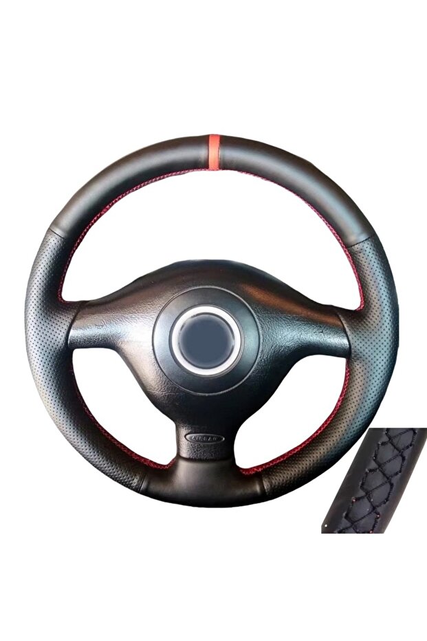 Black Thread Non-Slip Black Leather Car Steering Wheel Cover Braid For Volkswagen VW Golf 4 Passat B