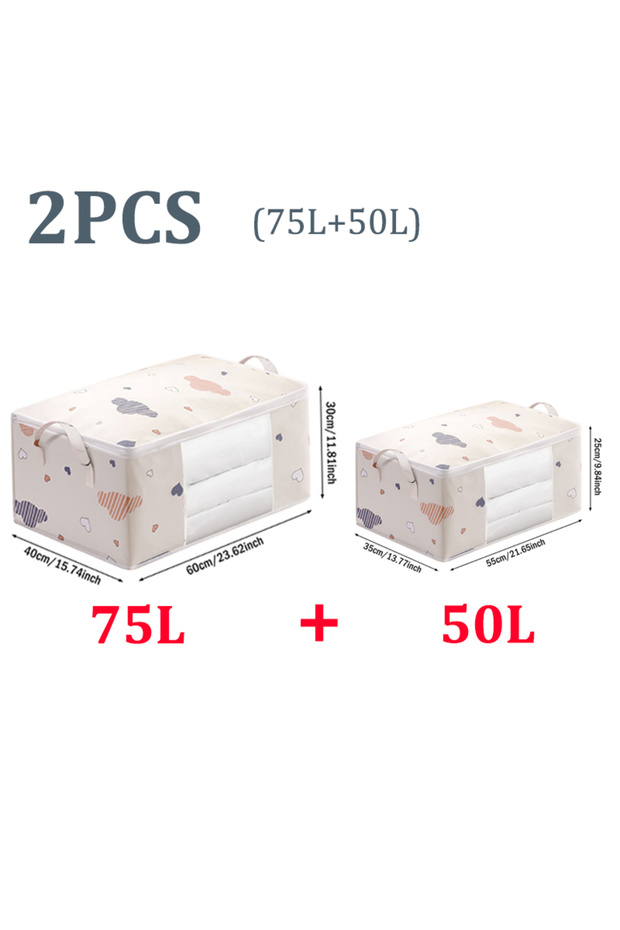 2PCS 50L and 75L Quilt Clothes Big Capacity Storage Bag Quilt Bedding Storage Closet Organizer Wardr