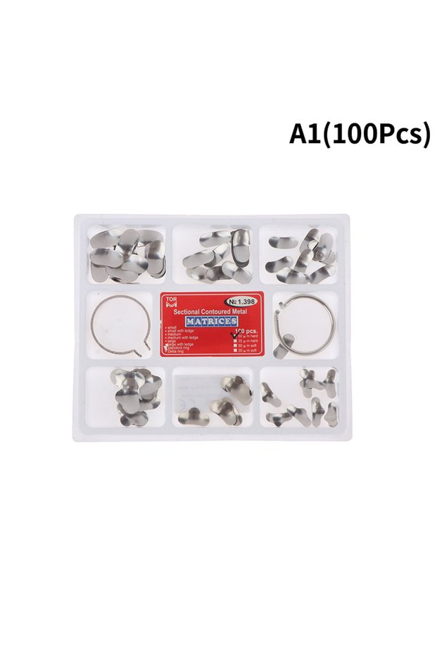 100PCS -A1 10-140PC/BOX Dental Matrix Sectional Contoured Metal Matrices Bands Dental Matrix Rings F