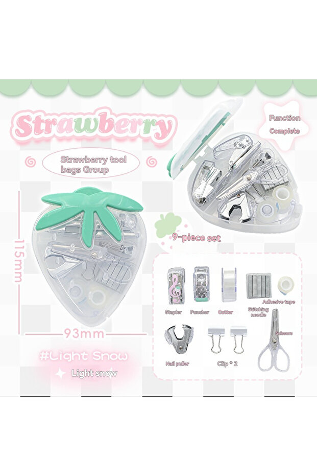 white 1PC Tool Set High Beauty Strawberry Efficiency Set Stapler Storage Stationery Student Specific