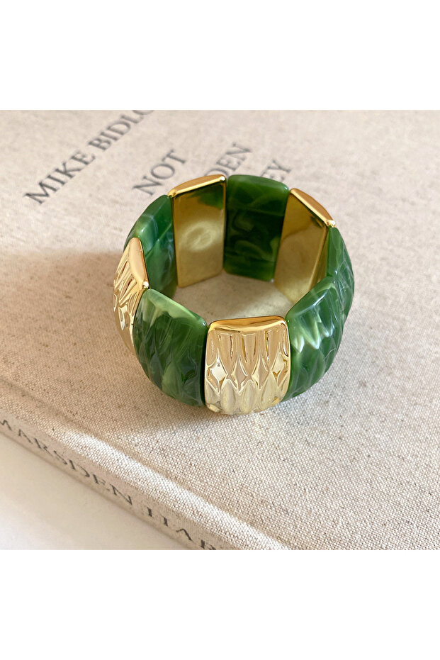 Style5 Acrylic Square Pattern Bangles for Women Elastic Rope Splicing Bracelets Geometric Irregular
