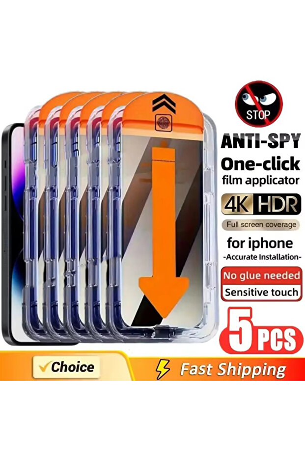 iPhone17 Pro Max Anti Spy Glass 5Pcs 5Pcs Dust Free Installation Privacy Screen Protector for IPhone