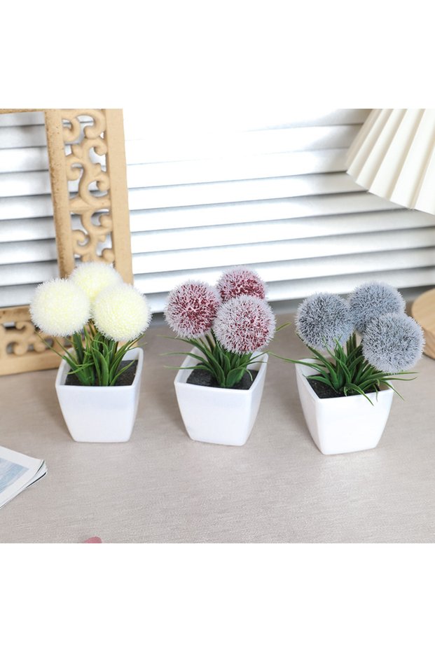 XS(old) PURPLE 1set Of Home Decoration, Mini Evergreen Artificial Plant Small Potted Plants
