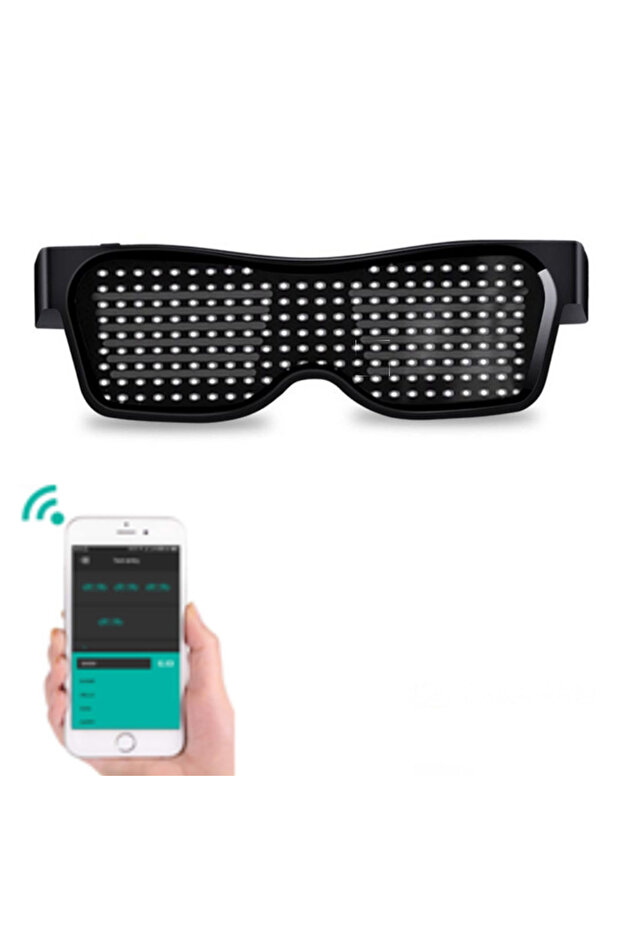 نظارات LED بيضاء، نظارات ذكية بشاشة LED قابلة للتحكم عبر تطبيق بلوتوث، قابلة لإعادة الشحن عبر منفذ USB، نظارات مميزة يمكنك تصميمها بنفسك