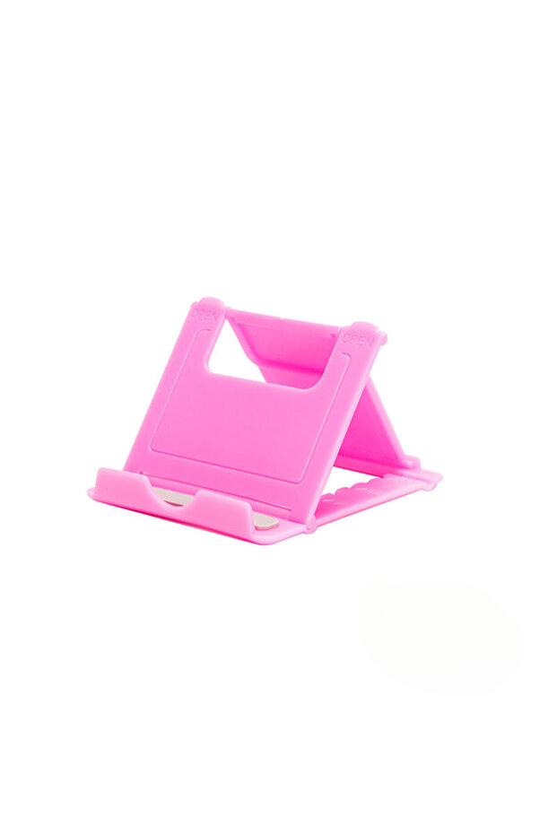 حامل مكتبي وردي اللون قابل للطي للأجهزة اللوحية والهواتف المحمولة، حامل محمول وقابل للتعديل للأجهزة اللوحية والهواتف المحمولة