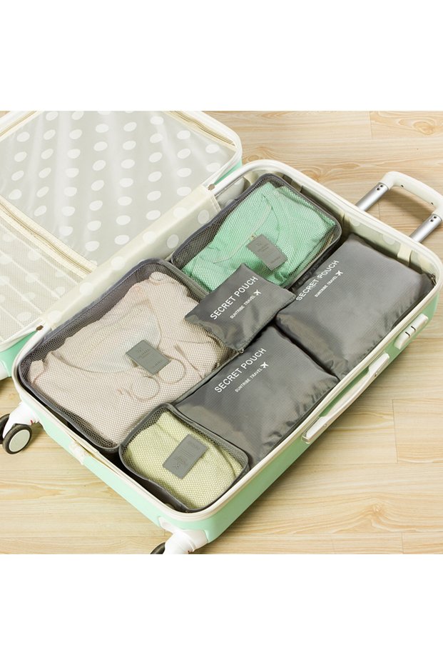 Grey 6pcs Travel Organizer Storage Bags Portable Travel Suitcases Organizer Travel Bag For Women Lug