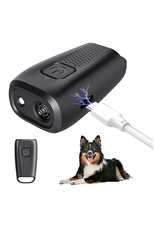 black Type-C Rechargable Mini Anti Barking Training Device ULTRSONIC DOG TRAINER Dog Repeller LED Fl
