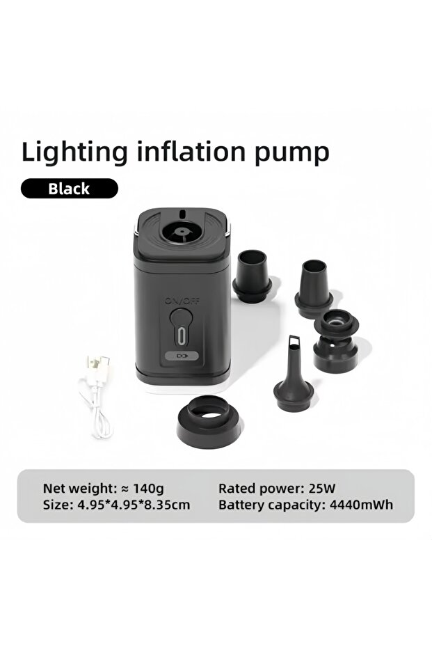 Black Electric Air Pump Portable Mini Wireless Air Compressor&mattress Pump Inflator/Deflator, Air