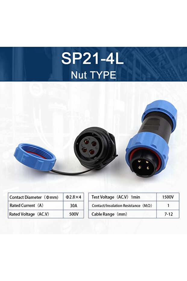 مجموعة واحدة SP21-4L SP21 IP68 مقبس قابس طيران، صامولة خلفية، ذكر/أنثى، موصل مقاوم للماء، تركيب على اللوحة 2