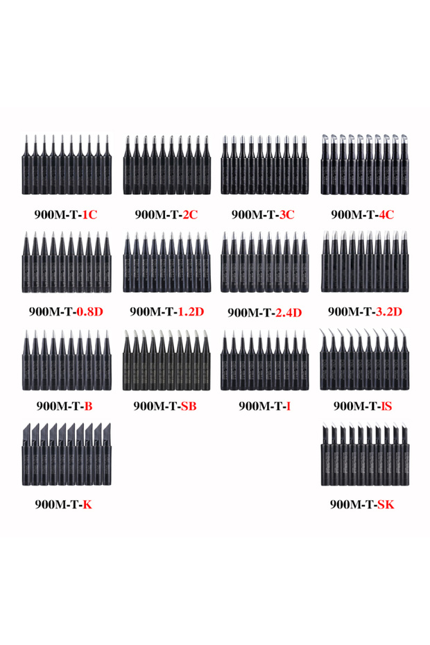 2C 10PCS 10PCS/Lot Lead-Free Black Soldering Iron Tips Set 900M-T Welding Head Solder Iron Bits for