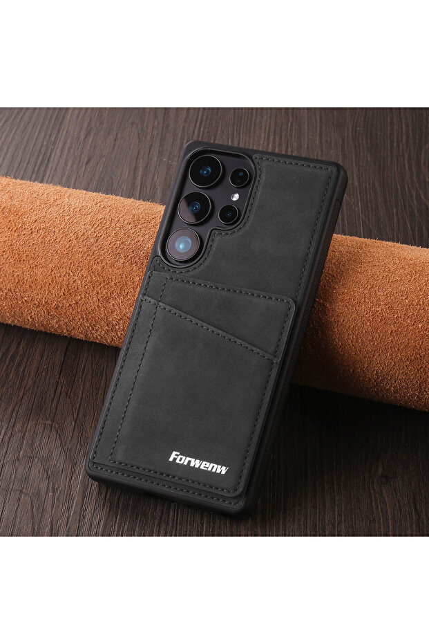 Galaxy S24 Ultra black Leather Case for S25 Edge S26 S24 Ultra S23 S22 S21 Plus S20 FE A16 A36 A56