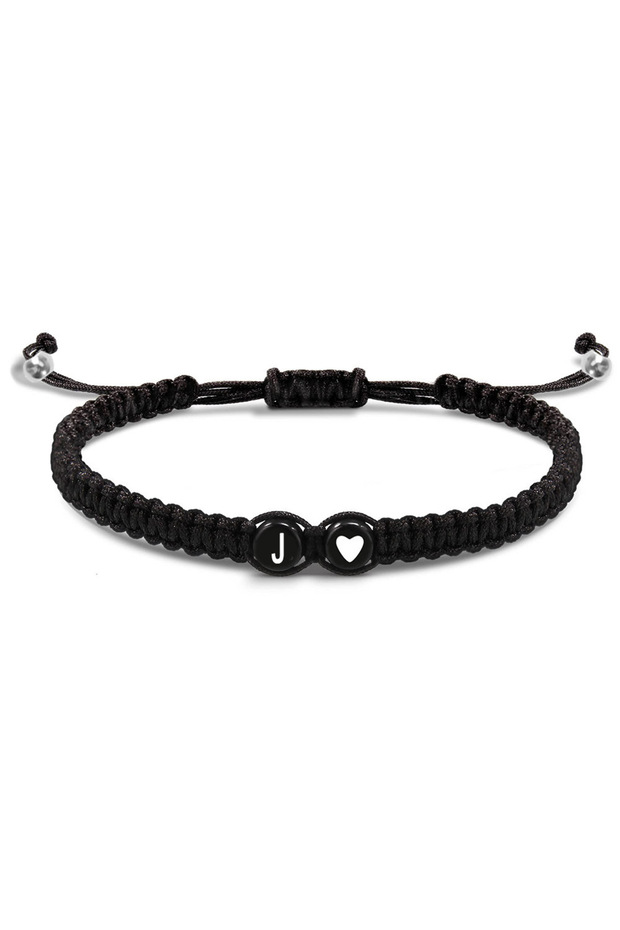 J 26 Letters Initial Heart Bracelets Handmade Adjustable A-Z Name Braided Bracelets For Women Men Fr