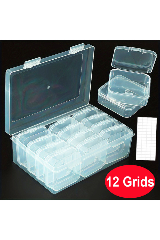 12 Grids DIY Diamond Painting Embroidery Storage Box, Nail Art Jewelry Rhinestone Mosaic Storage Con