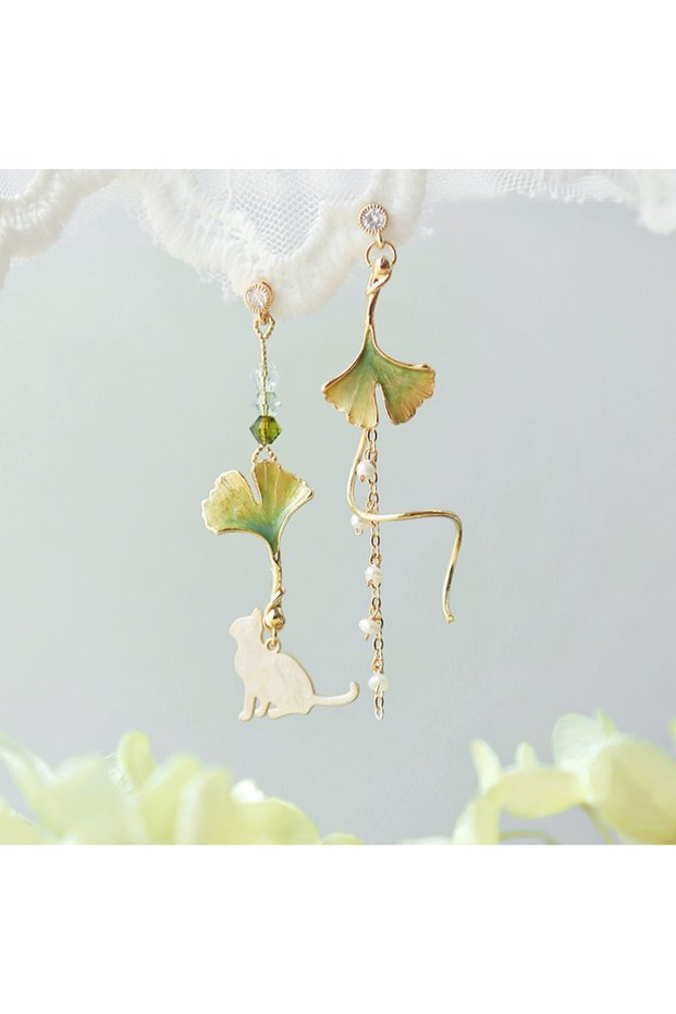 RINHOO FRIENDSHIP ER22Y0362-1 New Elegant Metal Flower Cute Cat Dangle Earrings For Women Korean Asy