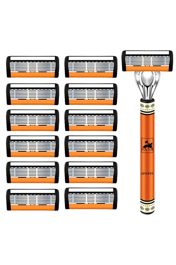 1 handle 12blades 6-Layers Safety Razor Set High Quality Men Razor Sharp Stainless Steel Shaving Cha