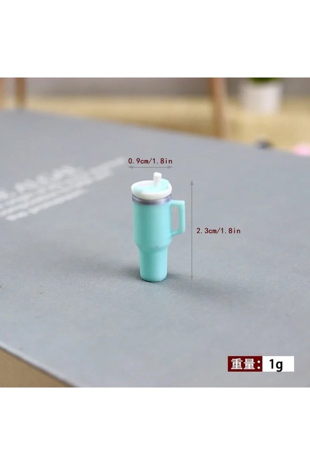 blue Cute 1pcs 1/12 Miniature Dollhouse Straw Insulated Water Cup Model Toy For Doll Home Scene Acce