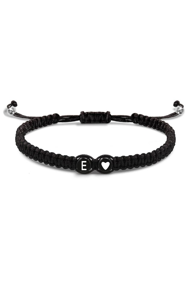 E 26 Letters Initial Heart Bracelets Handmade Adjustable A-Z Name Braided Bracelets For Women Men F.