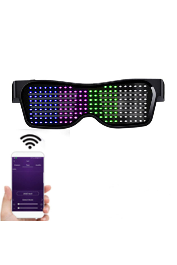 نظارات متعددة بتقنية LED، نظارات ذكية بشاشة LED قابلة للتحكم عبر تطبيق بلوتوث، قابلة لإعادة الشحن عبر منفذ USB، نظارات مميزة يمكنك تصميمها بنفسك