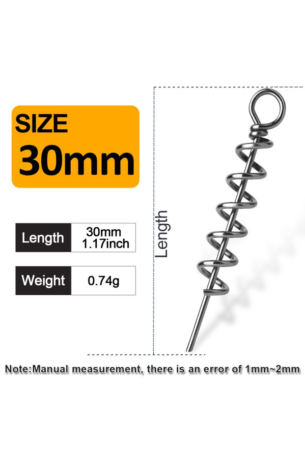Size3 9KM 50Pcs Fishing Soft Lure Spring Twist Lock Screw Fishing Center Screw Fishing Centerpin for