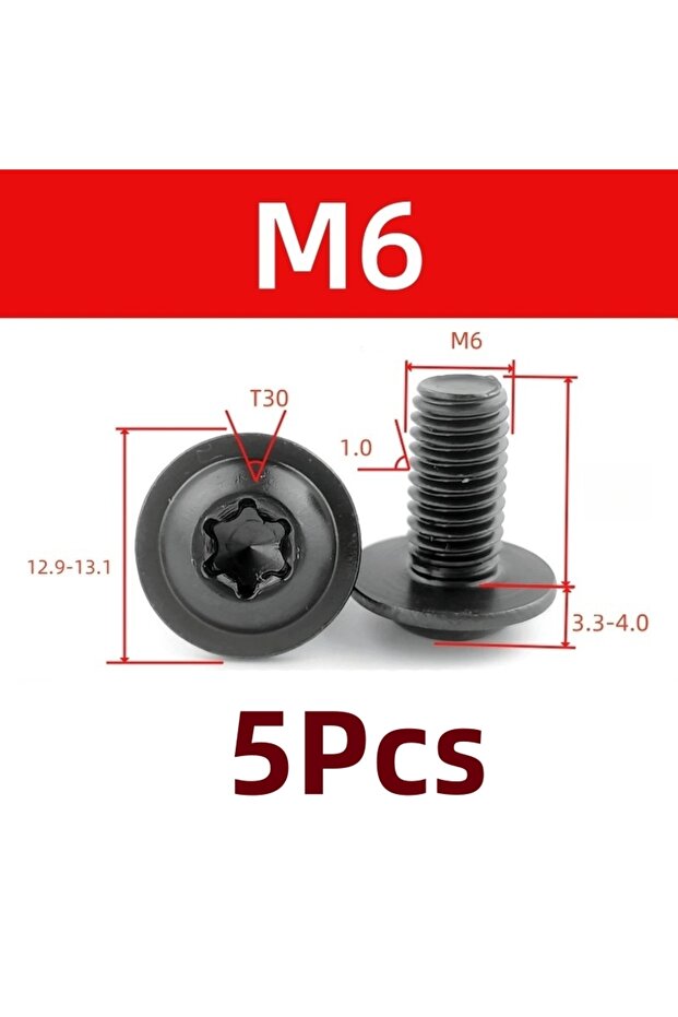 30mm M6-5Pcs 5/10Pcs 304 Black Stainless Torx Screws M5 M6 Wear-Proof Anti-Scratch Washer Head for C