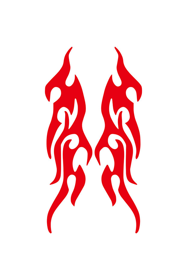 Red DIY Flame Moto Sticker Waterproof For Car Motorcycle Gas Tank Fende Flame Decal 19CM Flame Assem