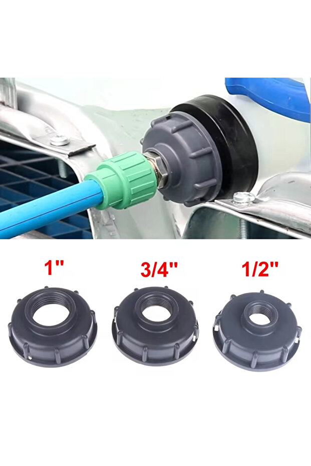 1/2'' Durable IBC Tank Fittings S60X6 Coarse Threaded Cap 60Mm Female Thread To 1/2",3/4",1" Adaptor