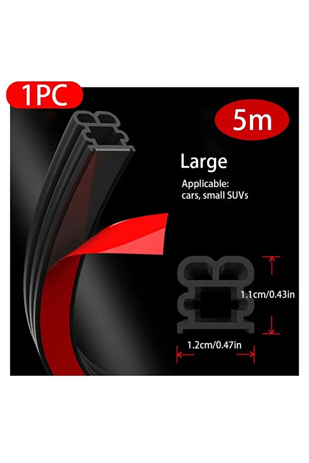 Large 5m Car Seal Strips Double-Layer Auto Weatherstrips Soundproof Car Sealing Strip Auto N...