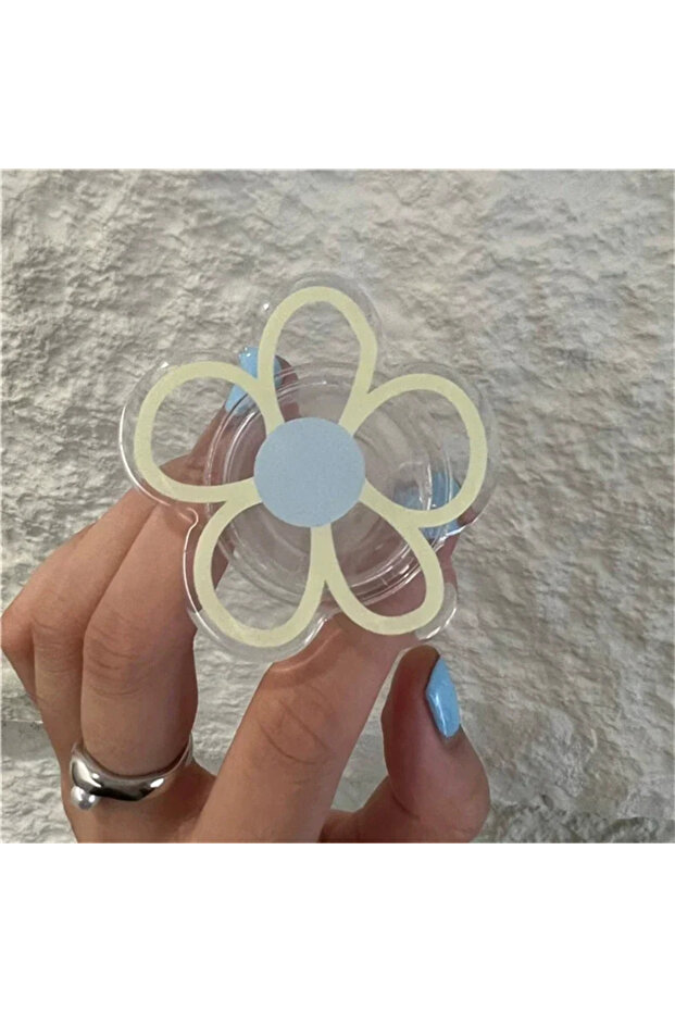 Choice YELLOW 1PCS Ins Graffiti Transparent Cute Flower Phone Holder Foldable Phone Stand For iPhone