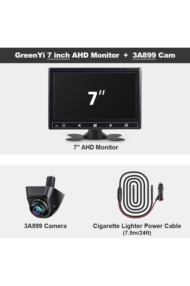7inch and 3A899 GreenYi 4.3/5/7 inch AHD IPS Monitor 1080P Night Vision Car Rear View Camera 170° Re