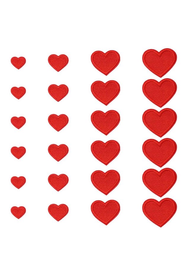 red 16/24/40 PCS Heart Shape patches Black Red iron on heart patches for clothing 4 Sizes Mini Heart