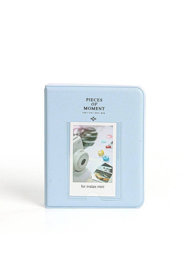 blue 64 Pockets Photo Album Inch Pictures Storage Case Stamps Instant Camera Tickets Cards Organizer