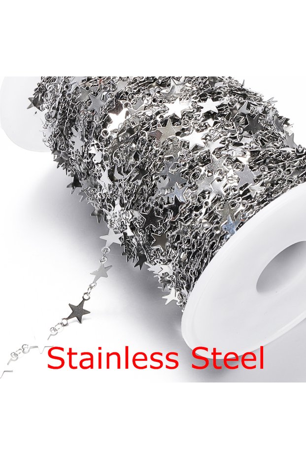 Length 1meter Steel Color 1meter Stainless Steel Star Chain Gold Color Chains For DIY Jewelry Making