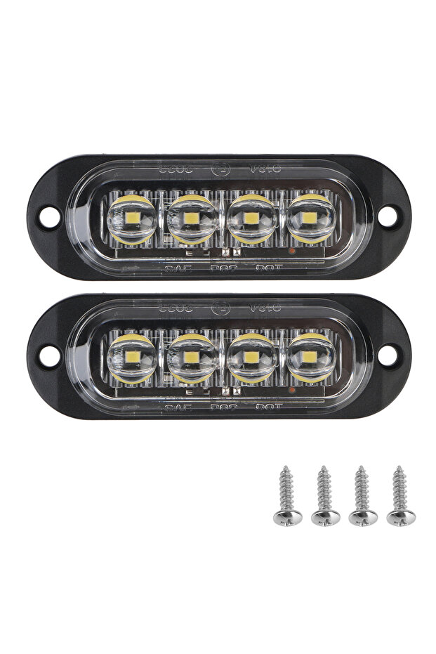 White Car Truck Trailer Beacon Lamp LED Side Light Waterproof DC 12V 24V 4LED Warning Light Marker L