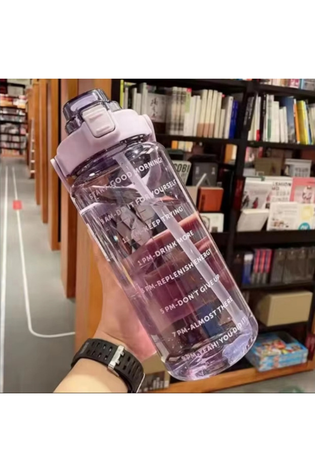 2.0L Purple 2 Liter Water Bottle with Straw Female Jug Girls Portable Travel bottles Fitness Bike Cu