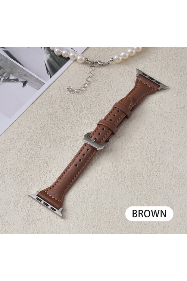 S10-42 41 40 38mm 6 Mocha brown Leather Strap For watch band 44mm 40mm 41mm 38mm 45 mm correas Slim