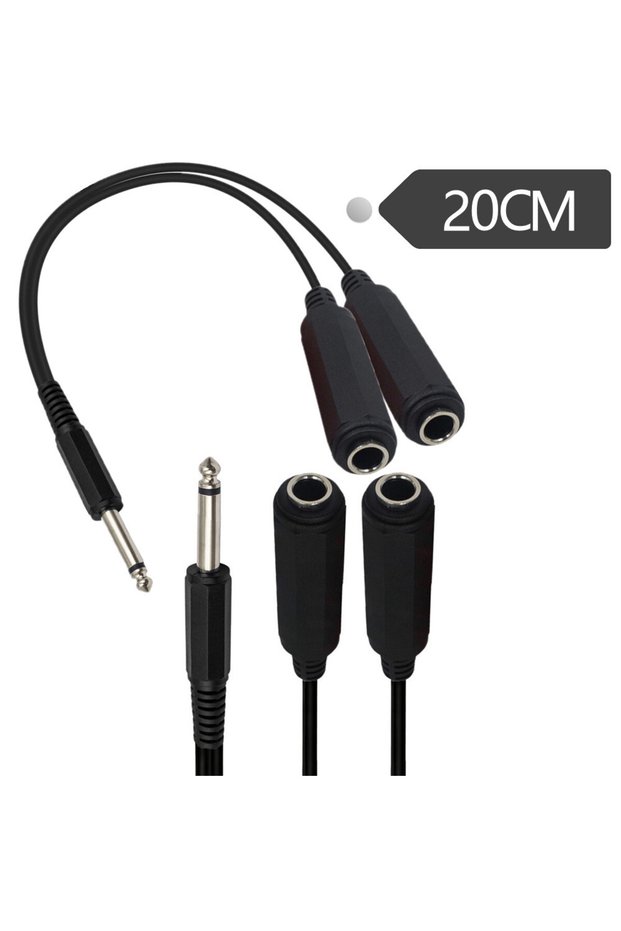 Type C 6.35 Mm Male & Female To 2 6.35 Mm Female Adapter Cable 1/4 6.35mm Plug To Dual 6.35mm Jack Y