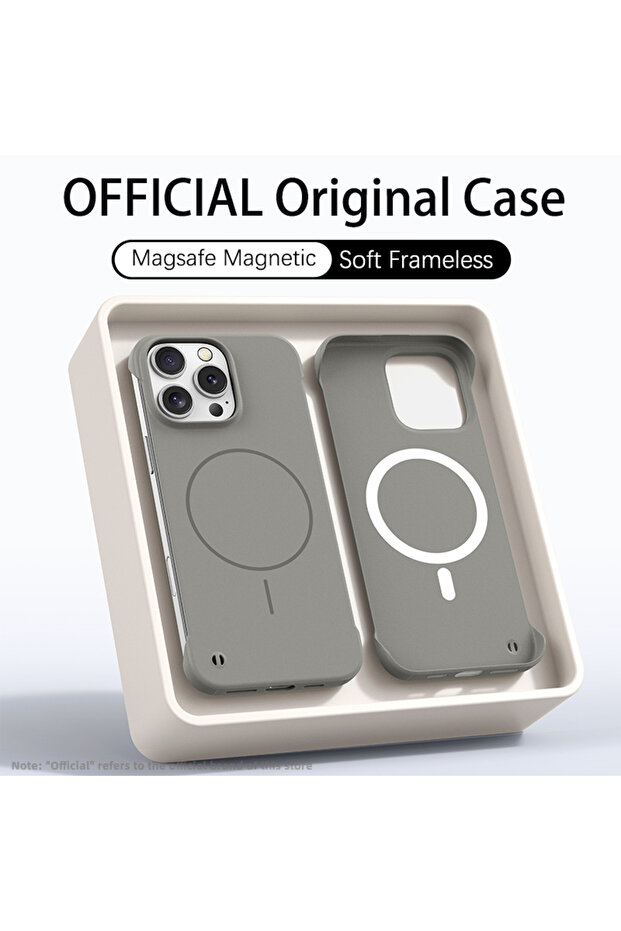 جراب iPhone 16 Pro Max رمادي فاتح فائق النحافة من البولي كربونات غير اللامع بدون إطار، متوافق مع MagSafe لأجهزة iPhone 17 و Air و 16E و 16 و 15