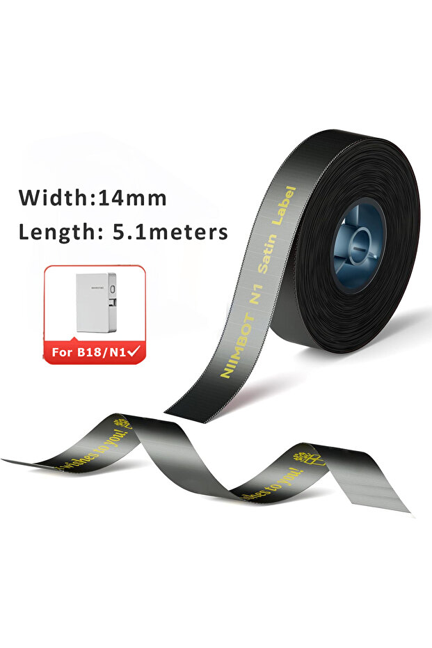 black satin NIIMBOT N1/B18 Satin Ribbon Label/Special Carbon Ribbon for Birthday Gift Wedding Blessi