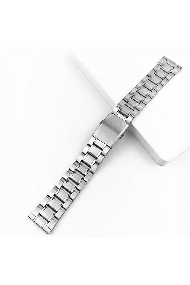 20mm Silver Stainless Steel Watch Strap 20mm 22mm Silver Color Elegant Metal Watchband Folding Clasp